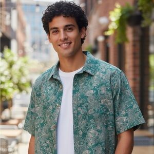 Cooke  Street Teal and Pink Men's Casual Shirt